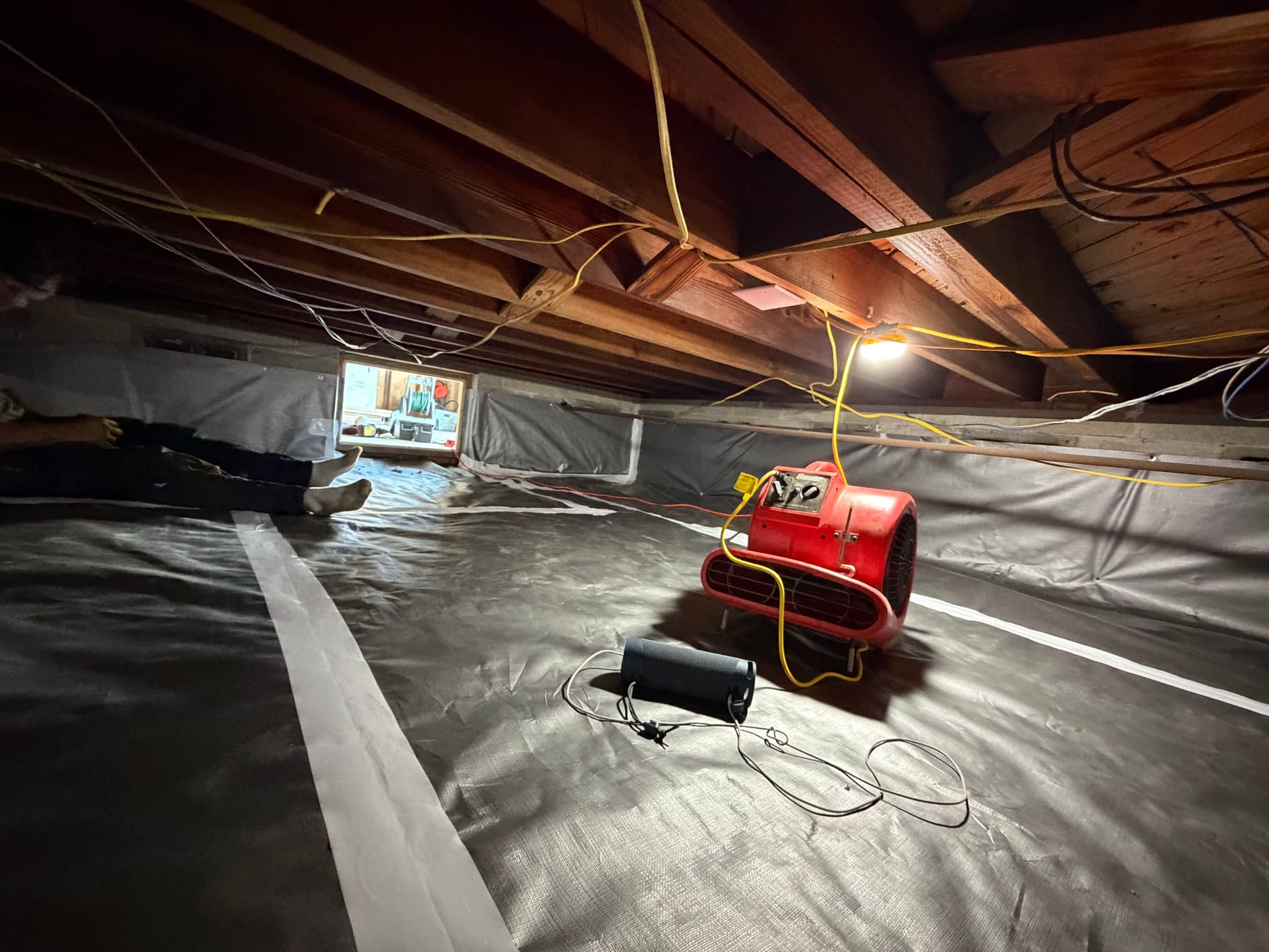 Gallery photos for Crawl Space Encapsulation Under a Wired-Up Commercial Office: Image #1